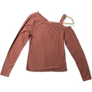 Seriously Soft by Aero Long Sleeve Ribbed One Shoulder Top